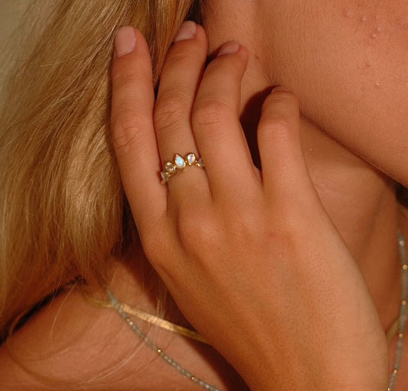 Higher Self Crown Moonstone Ring