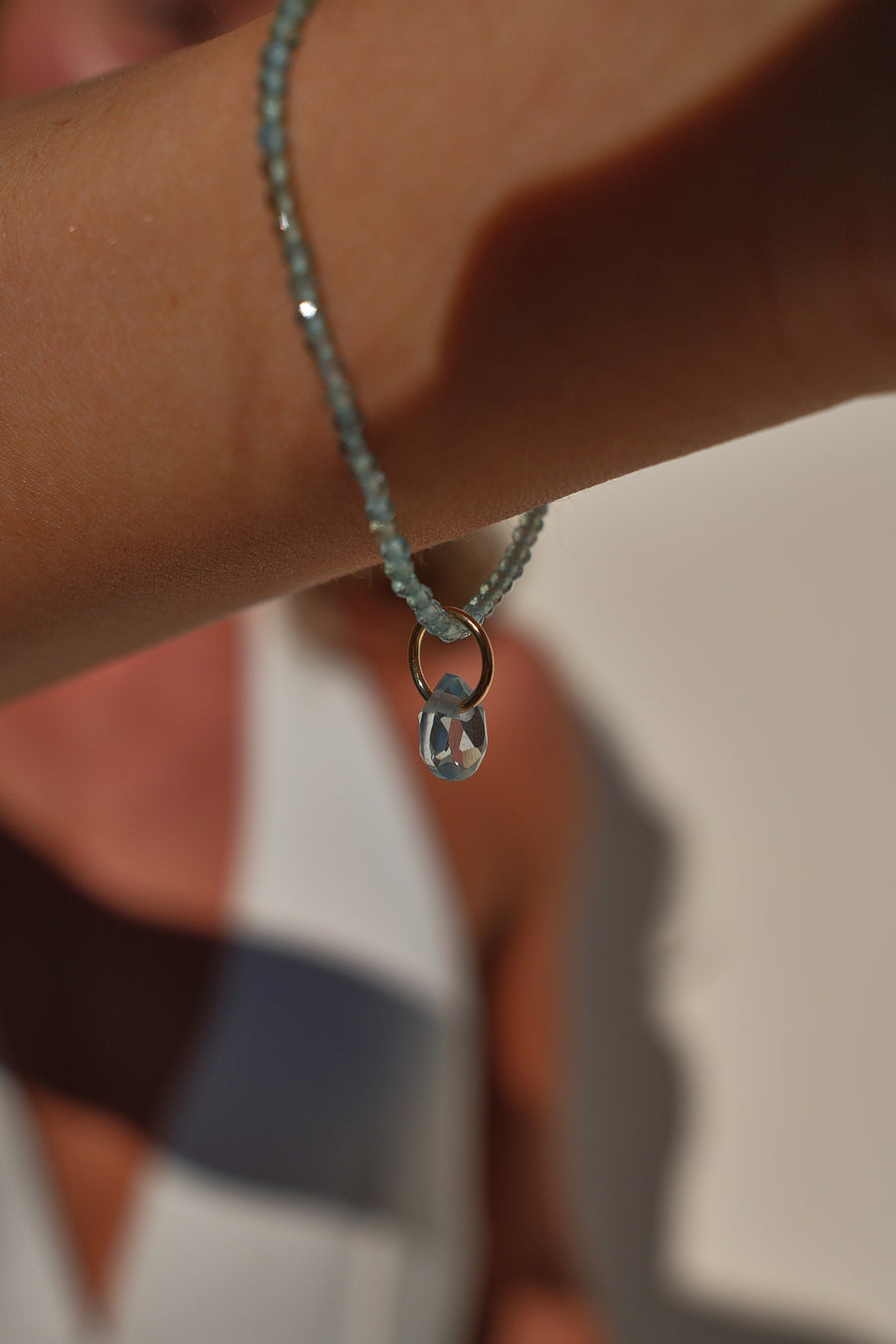 Blue Topaz Droplet Charm