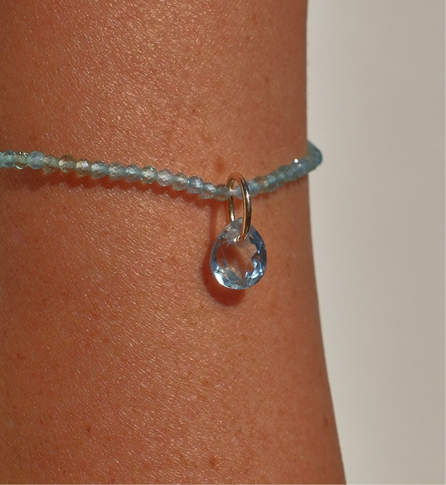 Blue Topaz Droplet Charm