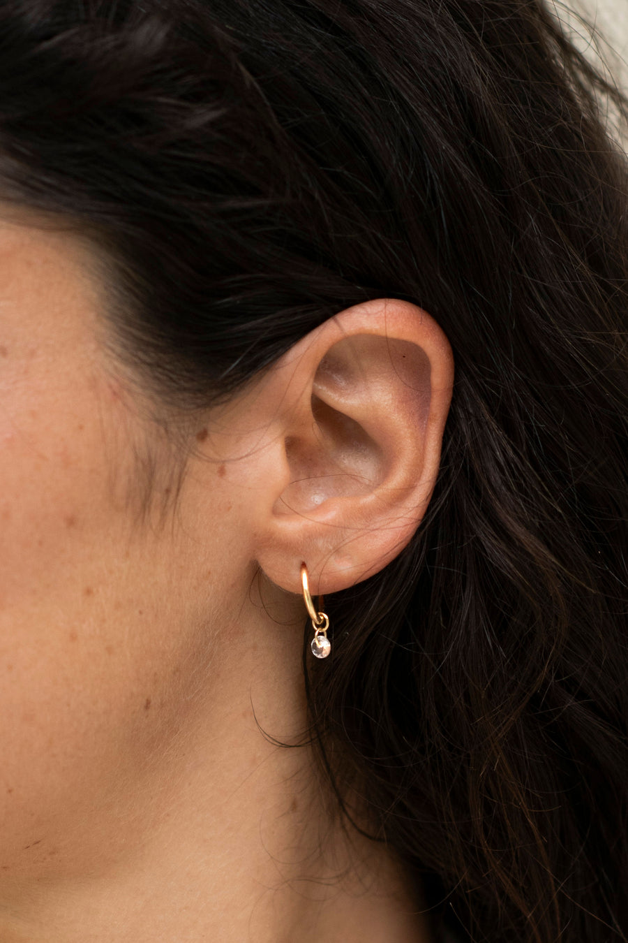 Empowered Clear Quartz Mini Hoops