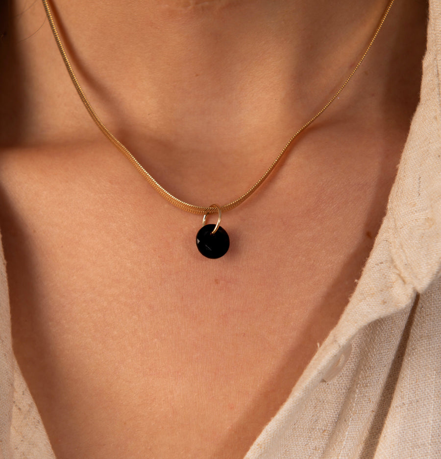 Black Obsidian Round Charm