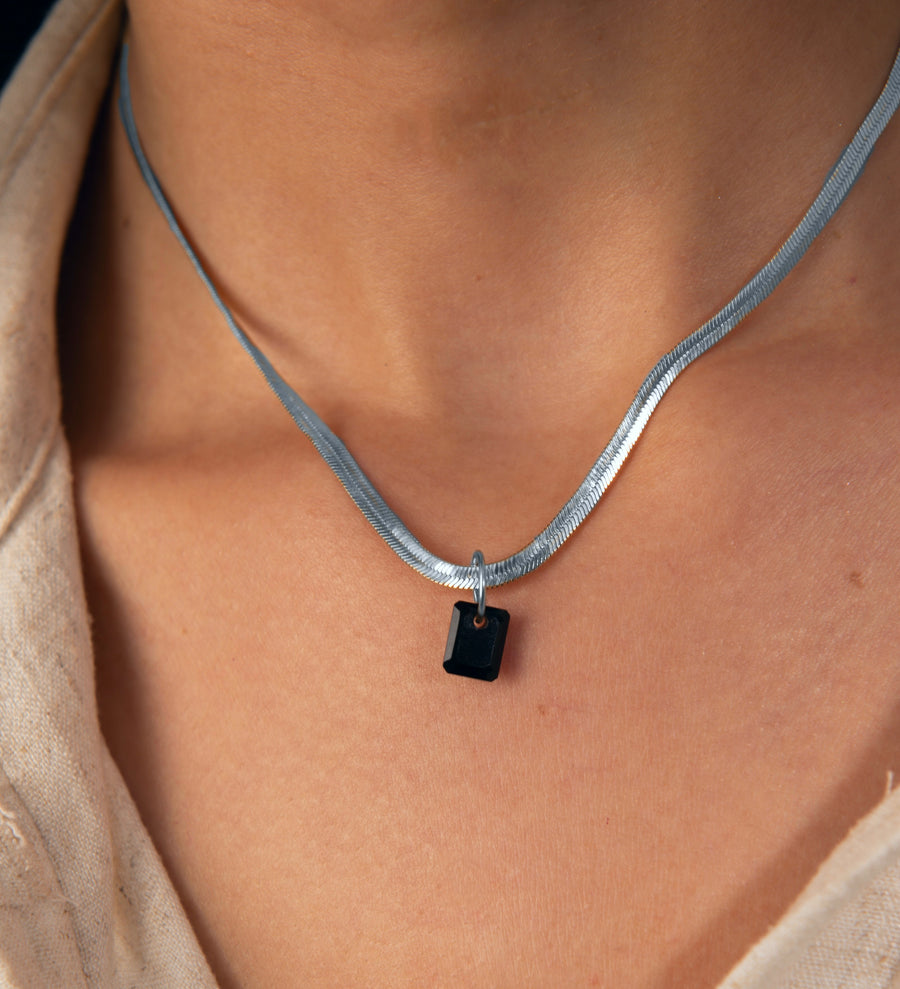 Black Obsidian Octagon Charm