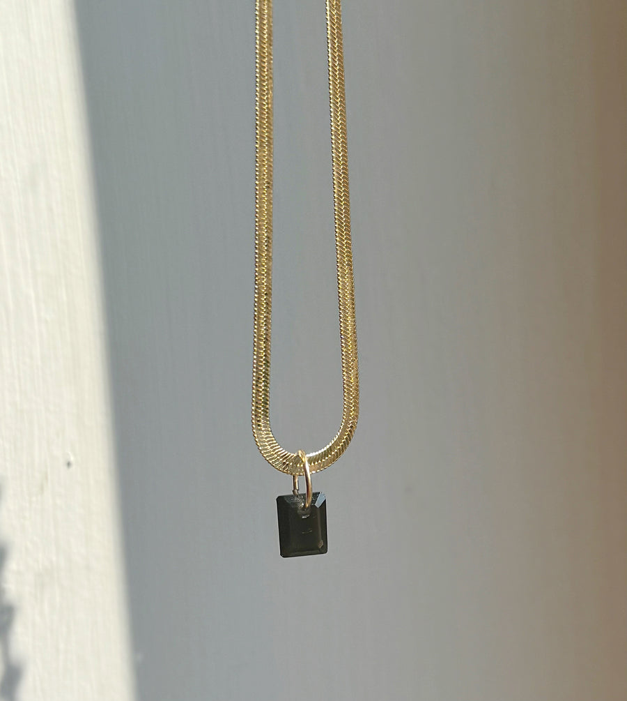 Black Obsidian Octagon Charm