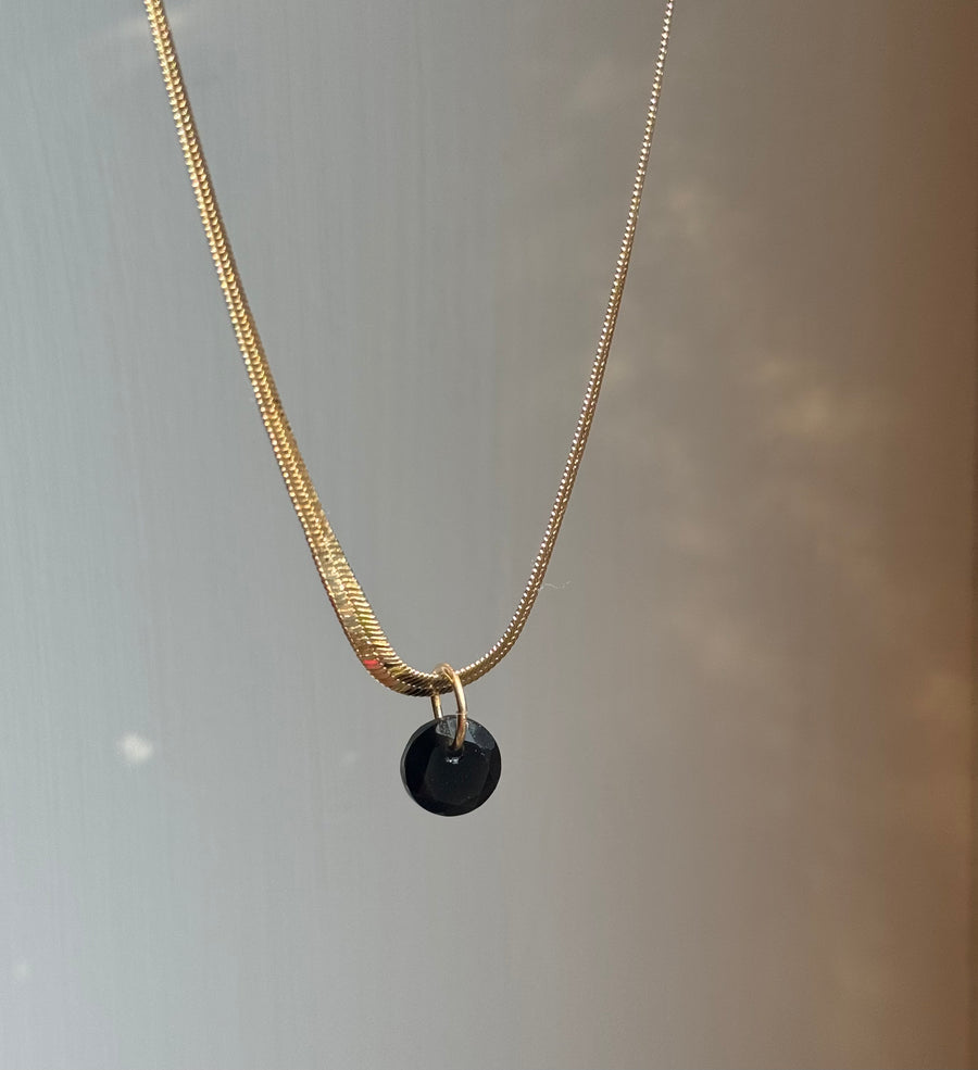 Black Obsidian Round Charm
