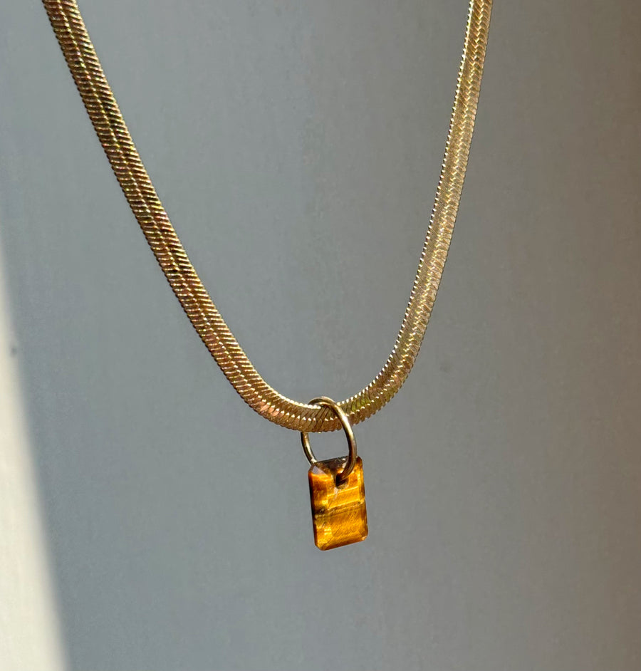 Tigers Eye Octagon Charm